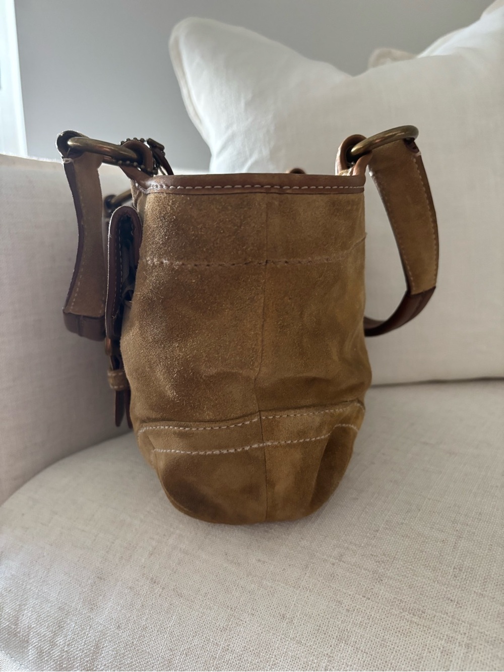 ππ¦ Vintage Coach Hampton Suede Buckle Mini Satchel - Picture 6 of 15